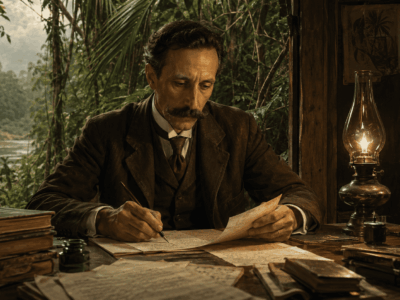 Horacio Quiroga escribiendo junto a la selva de Misiones